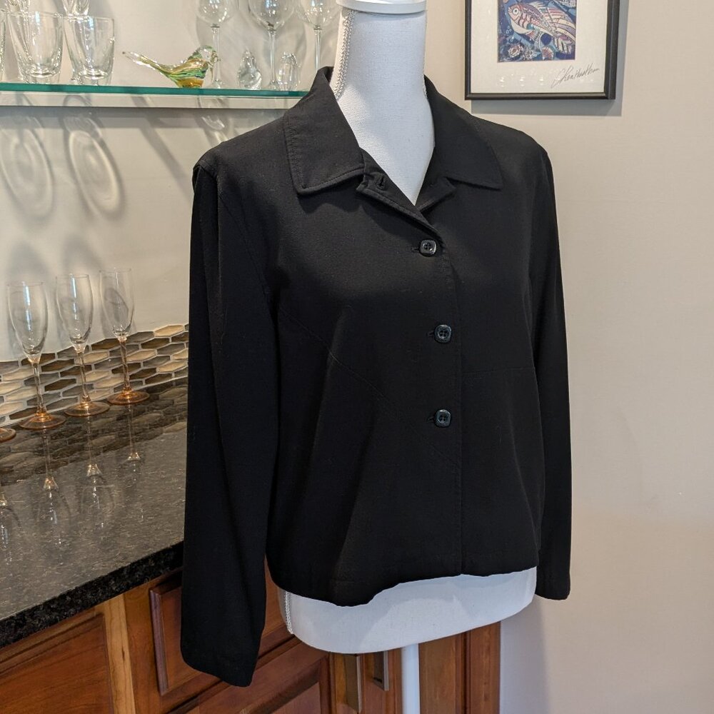 J. Jill amazing black boxy petite long sleeve cropped business casual blazer